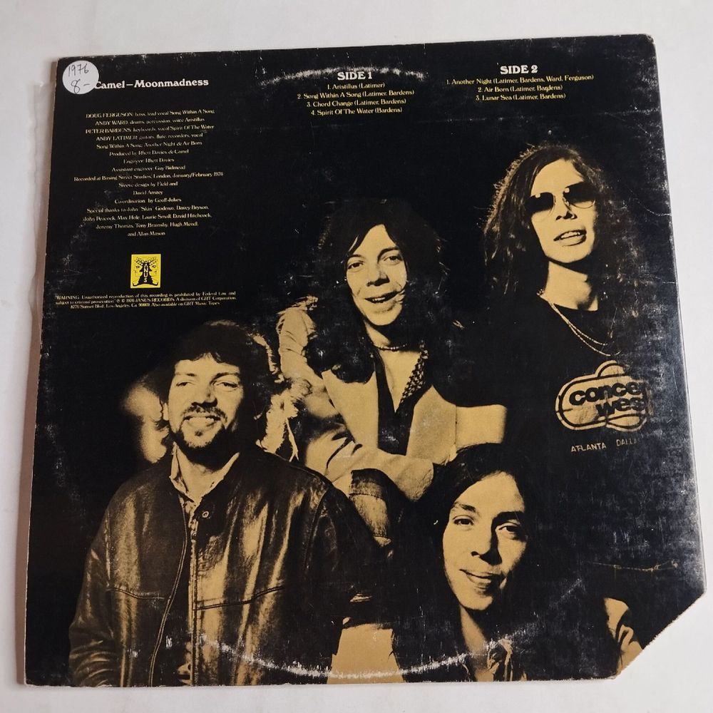 Винтажная виниловая пластинка LP Camel Moonmadness (USA 1976)