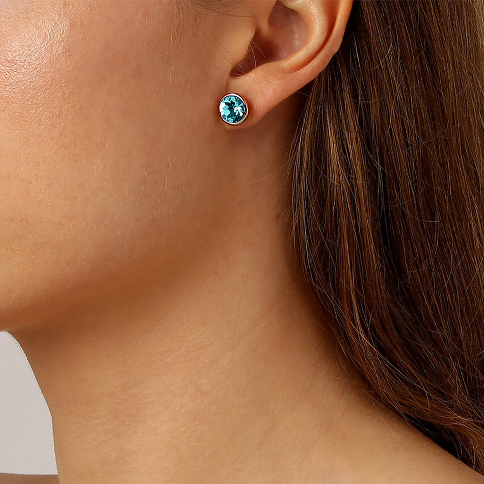 Серьги пусеты Dyrberg Kern DIA SG AQUA 420002 BL/G