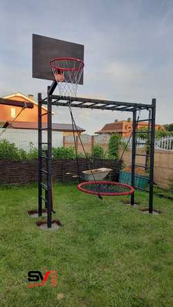 Монтаж уличной шведской стенки Sv Sport Рукоход (4 вертикальных столба)