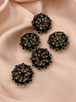 Пуговицы Стразы1 22 мм черные в золоте