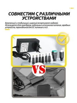 Зарядное устройство 21V для электроинструментов, адаптер 2A для Li-ion аккумуляторов с 8 DC переходниками