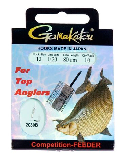 Крючки с поводком Gamakatsu Booklet FEEDER STR 2030B размер 12/0, 20мм 80см (упк.10шт.)