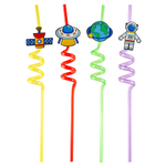 Трубочки для коктейлей пластиковые «Космос» ассорти, 4 шт