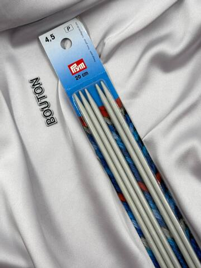 Спицы PRYM чулочные алюминий d 4.5 мм 20 см 5 шт с острием на обоих концах