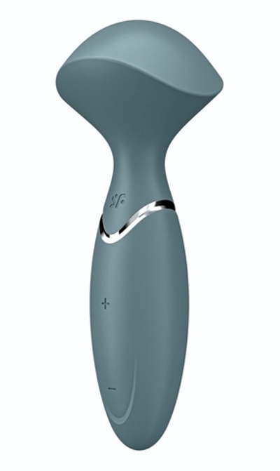 Серый вибромассажер Mini Wand-er - 16 см. (Цвет: серый)