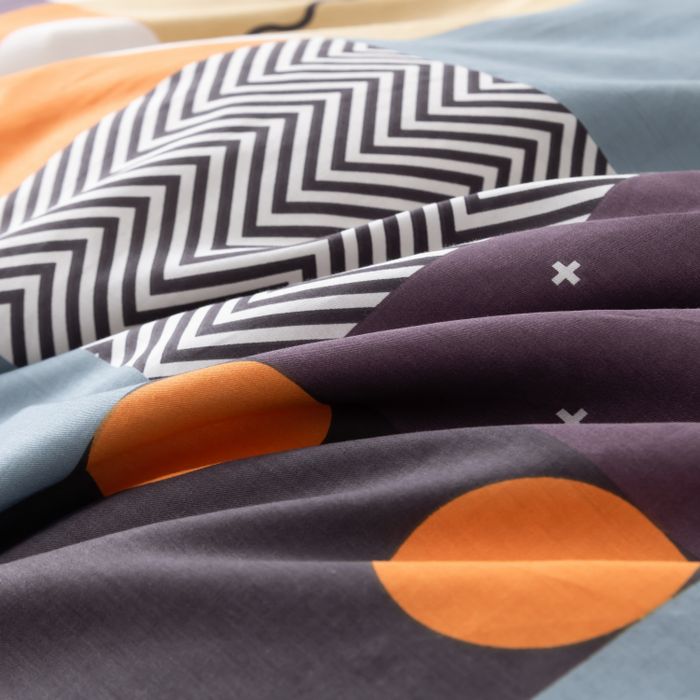 Комплект постельного белья на резинке Делюкс Сатин 100% хлопок «Геометрия настроения»