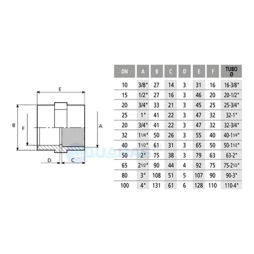 Переход D 50-1 1/2" ВР Aquaram (7305050)