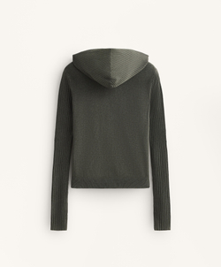 Oysho Вязаный кардиган с капюшоном облегающего кроя, зеленый