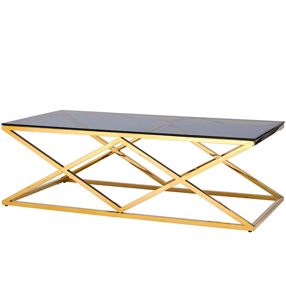 Столик журнальный LA ALTA SYMPHONY тонированное стекло 120*60*40, каркас золото