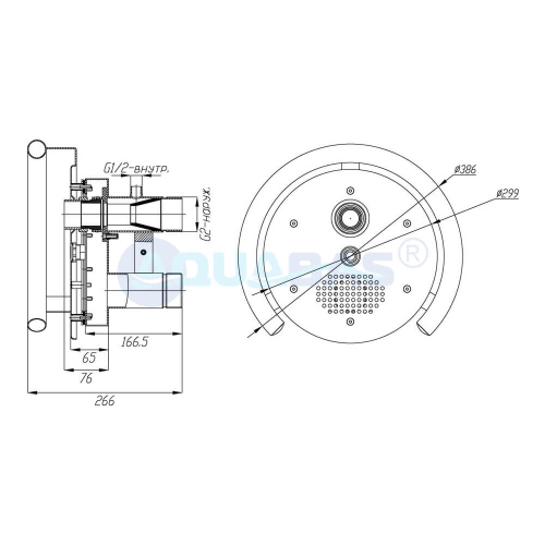 ПТ.50.1 Противоток (закладная деталь с лицевой панелью и сенсорной пьезокнопкой) 50 м3/час