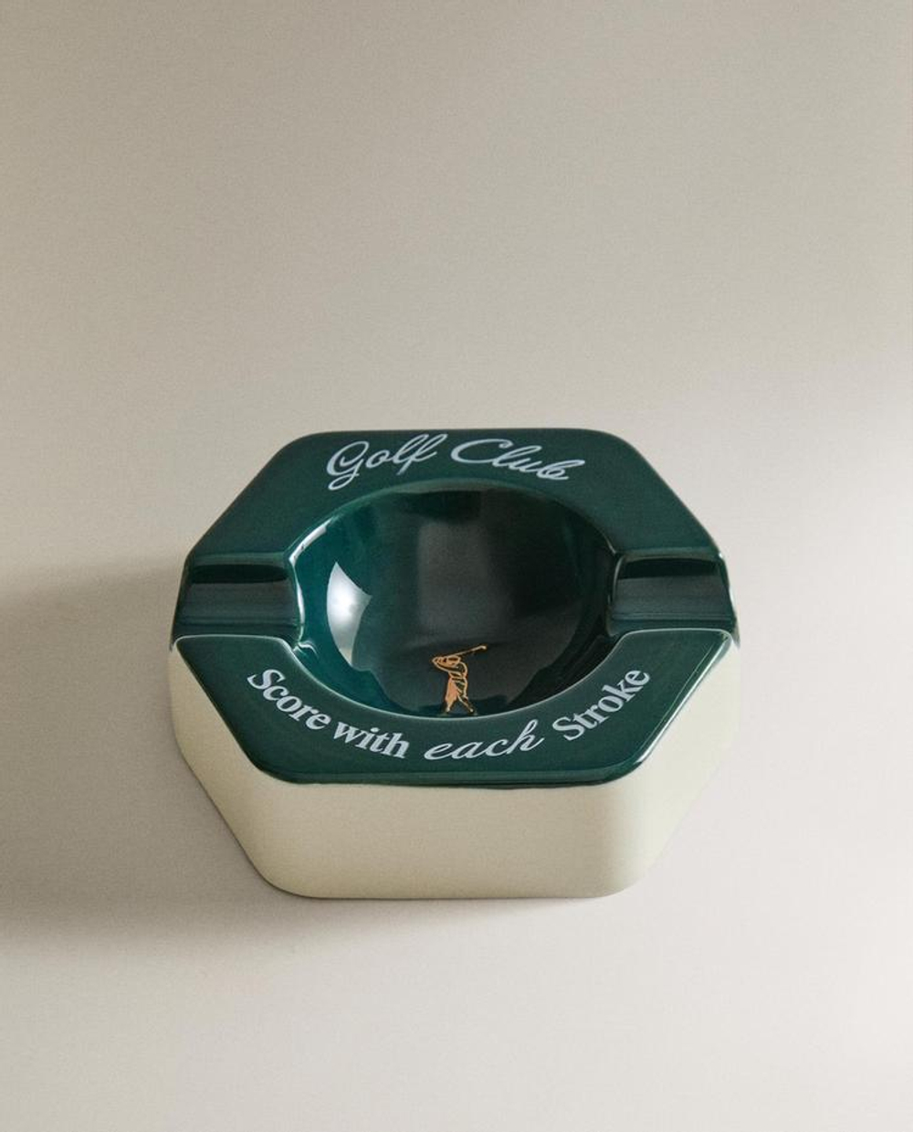 ZARA HOME КЕРАМИЧЕСКАЯ ПЕПЕЛЬНИЦА "GOLF CLUB", ЗЕЛЕНЫЙ