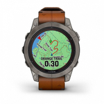 Смарт часы Garmin Fenix 7 Pro Sapphire Solar титановый серый с коричневым кожаным ремешком
