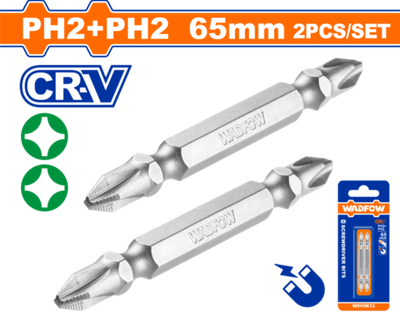 Бита 2 шт PH2+PH2x65 мм (150/300) WADFOW WSV0K12