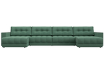 Диван П-образный с декором Лига-049 НПБ Лонг, Амур 11 РОГОЖКА зеленый