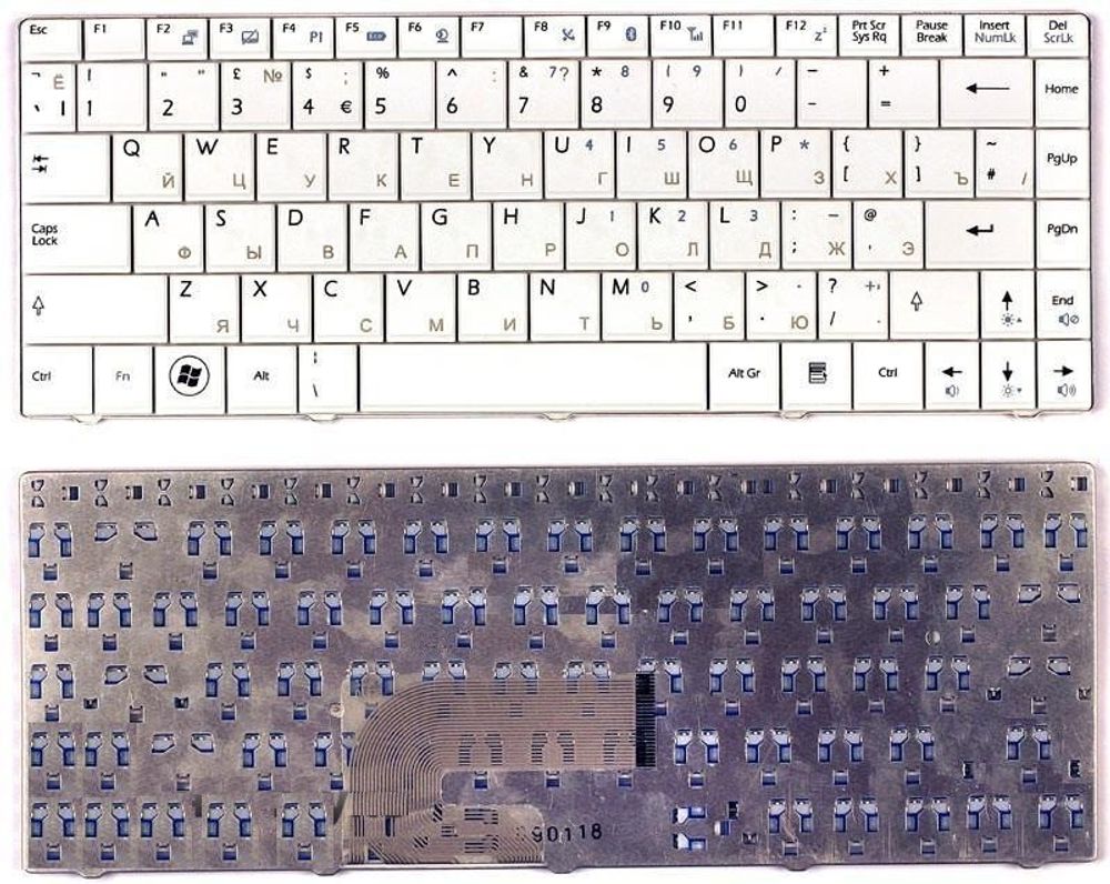 Клавиатура для ноутбука MSI X-Slim X300, X320, X340, X400, U210, EX460, U250 (Белая)