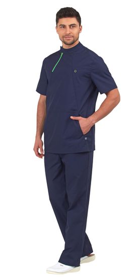 Блуза мужская "Эскулап" (т.синий/лайм)