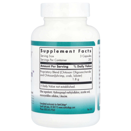 Nutricology, MicroChitosan™, олигосахарид хитозана, 60 растительных капсул