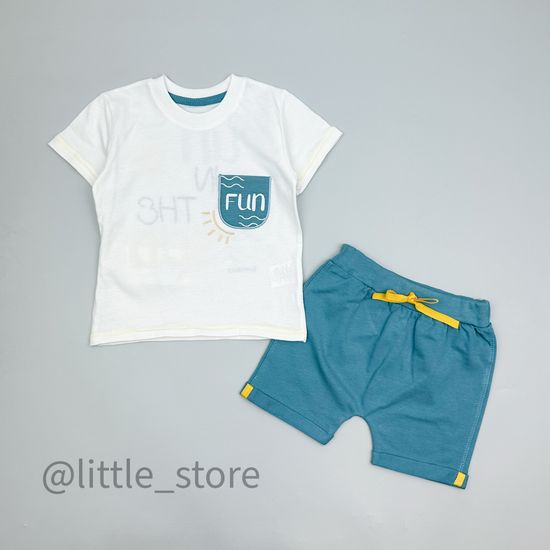 Комплект хлопковый "Fun" белый/бирюзовый