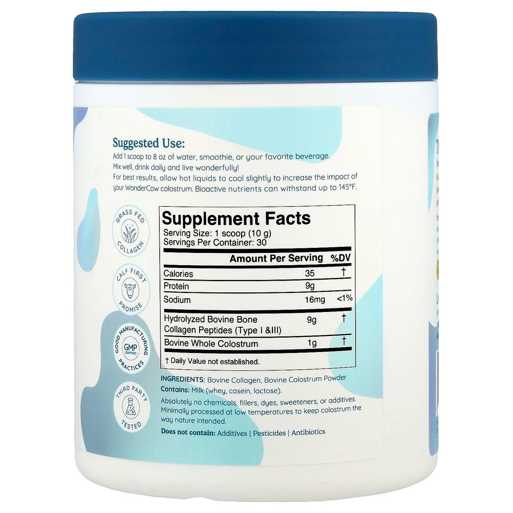 Wondercow, Биоактивный коллаген, без добавок, 300 г (10,58 унции)