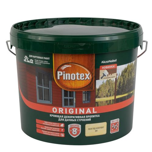 Декоративно-защитное средство для дерева Pinotex Original база А белое полуматовое 9 л