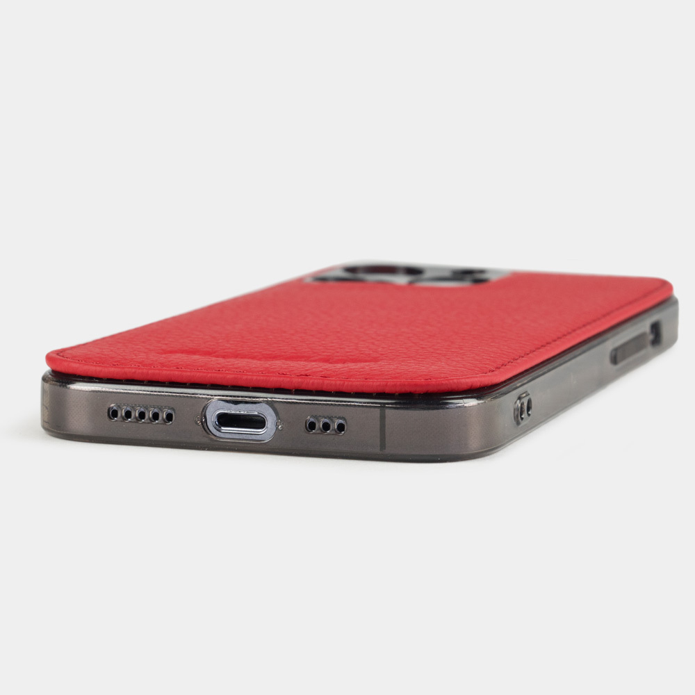 Чехол для iPhone 15 Pro Max из кожи теленка, красного цвета