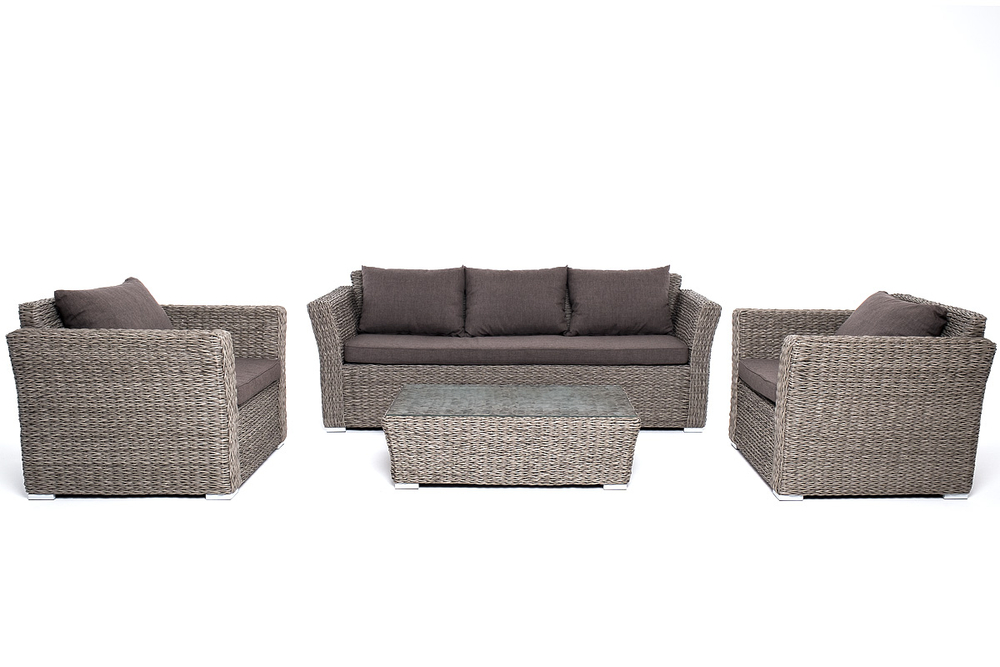 "Капучино" лаунж-зона из искусственного ротанга (гиацинт), цвет серый