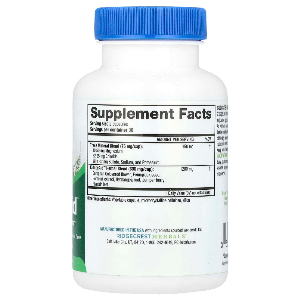 RidgeCrest Herbals, KidneyAid ™, 60 капсул