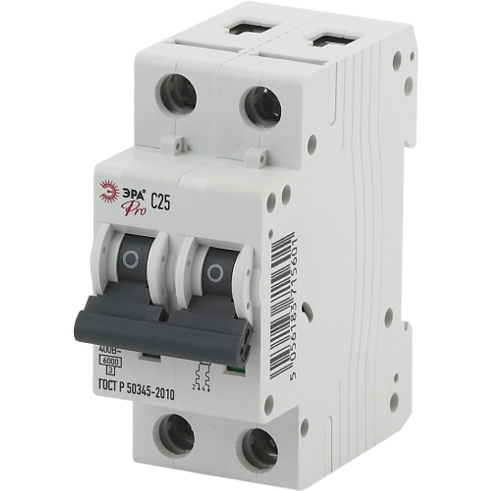 Автоматический выключатель ЭРА PRO NO-901-54 ВА47-63 2P 25А кривая C 6кА | Модульные автоматические выключатели