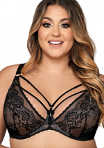 Соблазнительный бюстгальтер с мягкой чашкой и декоративными бретелями (Размер: 70F) (Цвет: черный)