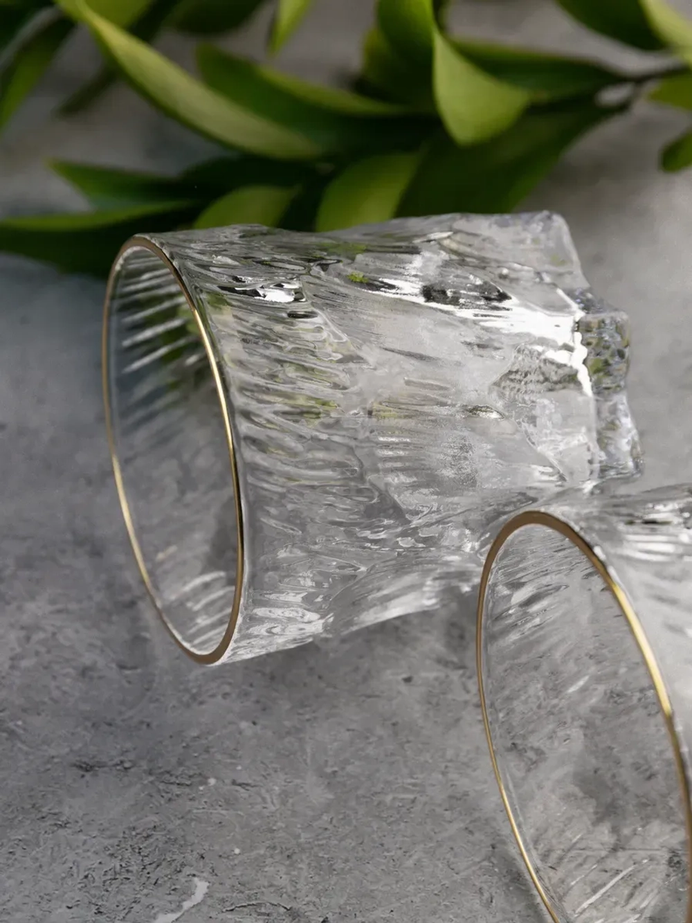 Стаканы для виски, 6 шт. Прозрачный лед с золотой каймой