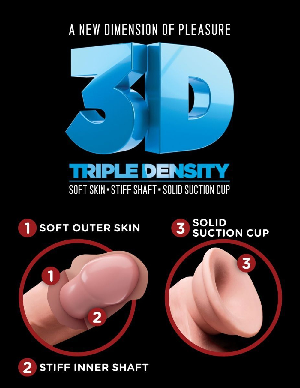Телесный фаллоимитатор на присоске 9  Triple Density Cock - 26,7 см.