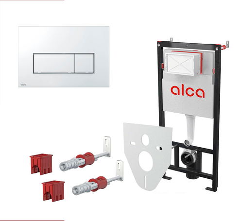 Инсталляция (4 в 1) кнопка ХРОМ квадрат  AlcaPLAST