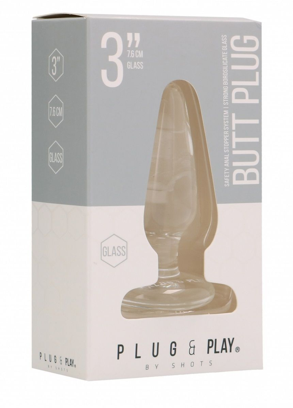 Прозрачная анальная пробка Butt Plug Basic 3 Inch - 7,6 см. (Цвет: прозрачный)