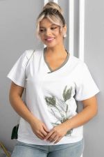 Блуза Лотус НЬЮ (белая/хаки) Б13976-20М LT Collection