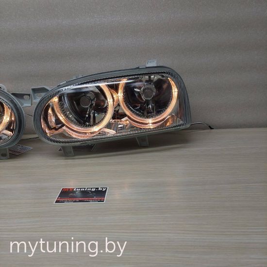 Передние фары angel eyes chrome для Volkswagen Golf 3