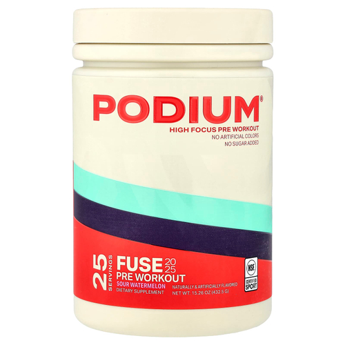 Podium Nutrition, Fuse 2025, предтренировочный комплекс, со вкусом кислого арбуза, 432,5 г (15,26 унции)
