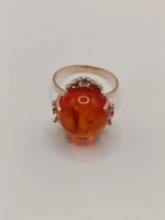 Кольцо серебряное с янтарем