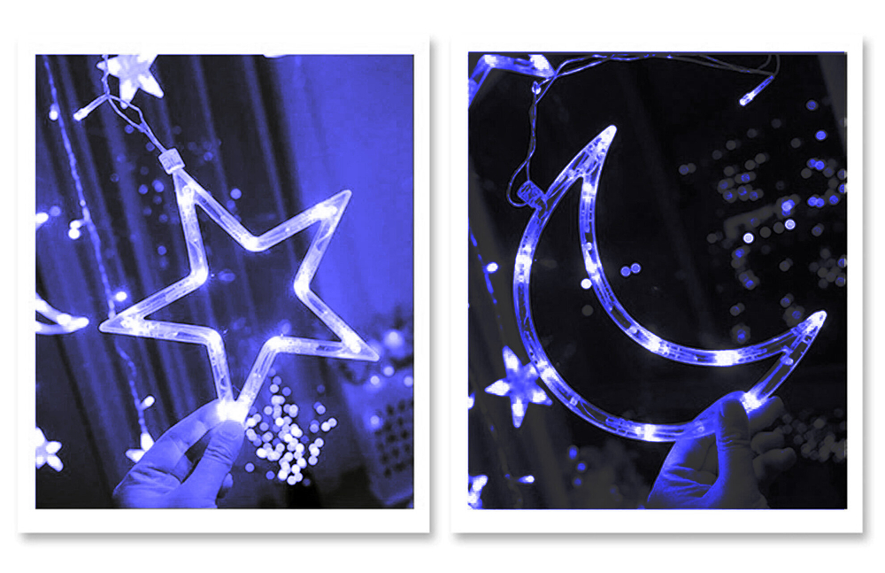 Гирлянда занавес Месяц и звезда 6х6