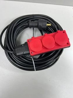 Удлинитель силовой строительный без заземление NE-AD 2x2,5-50m-IP54 в бухте электрический сетевой садовый уличный для газонокосилки 50 метров 3 розетки 16А