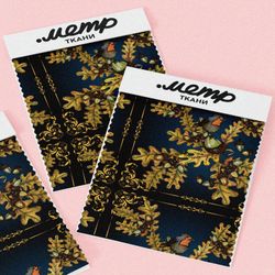 Ткань флис желуди с листьями
