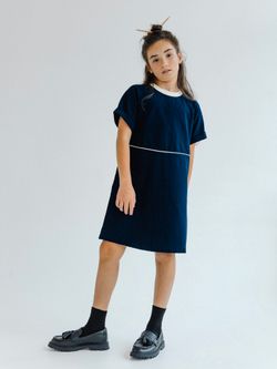 Школьное платье платье из хлопка синего цвета