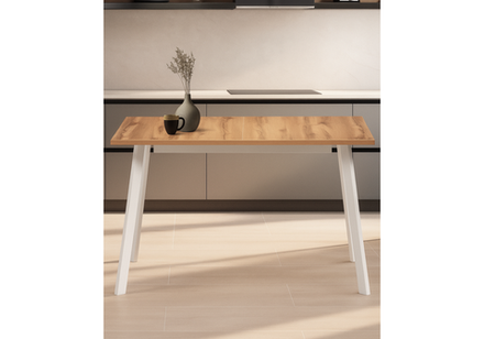 Стол деревянный Woodville Колон Лофт 120(160)х75 дуб крафт золотой, белый матовый, ножки белые