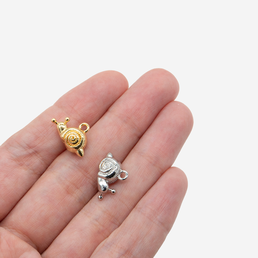 Подвеска "Улитка" 7,7*15,8мм, латунь, позолота