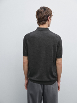 Massimo Dutti Поло с коротким рукавом, серый меланж