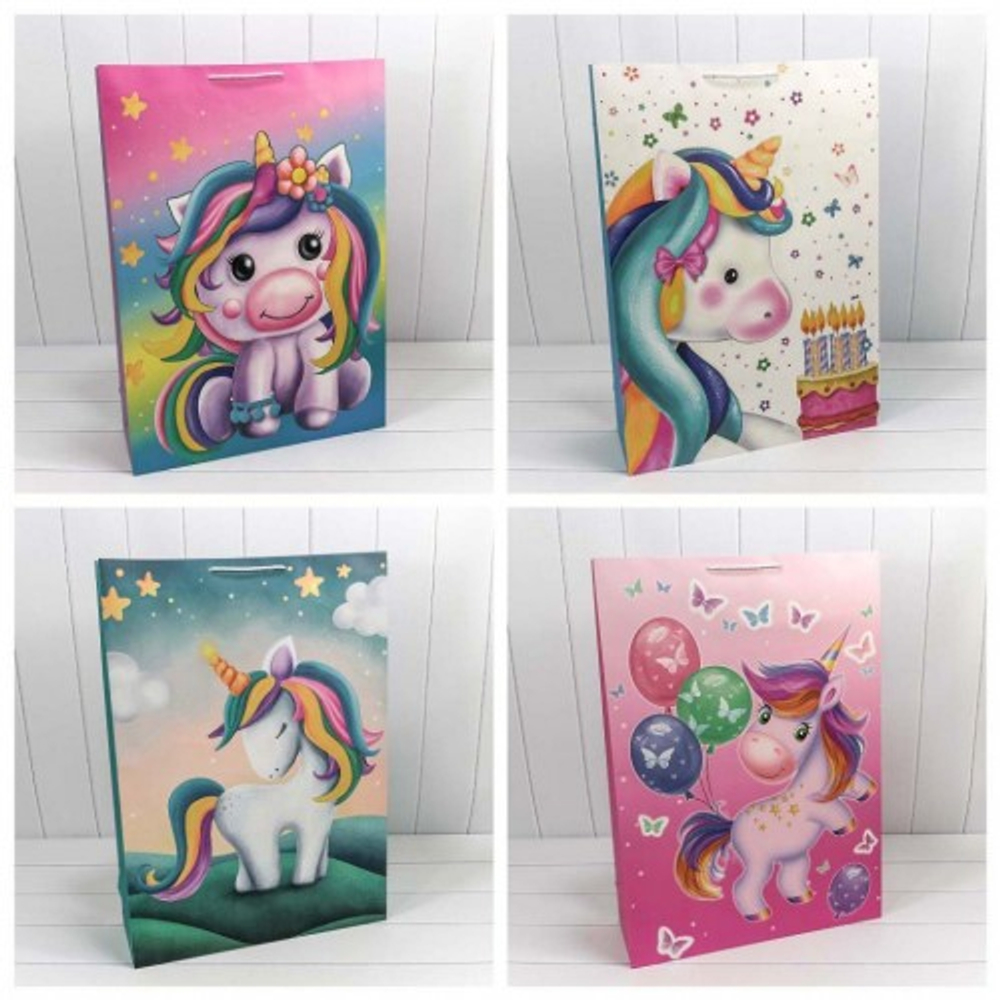 Пакет подарочный 51х72х8см "Единорог" (Микс)