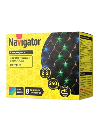 Гирлянда светодиодная 61 849 NGF-N01-240RGBY-12-2х2m-230-TR-IP20 Navigator 61849