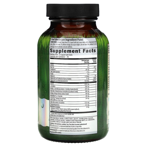 Irwin Naturals, Active-Male, Brain Awake Max 3 с бустером оксида азота, 60 капсул с жидкостью