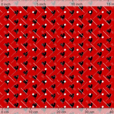 Черные петушки на красном фоне (пиксель) by masha_llustra 1200 DPI