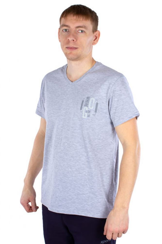 Д2706-7520 средне-серый меланж футболка мужская Basia.
