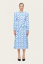 Голубая юбка-миди с цветочным принтом "Бланш"